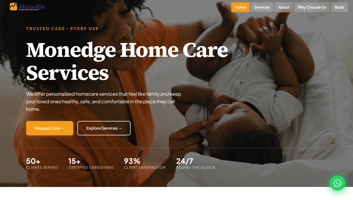 MonEdge Home Care Services website screenshot